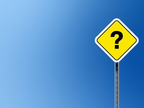 Road sign with question mark
