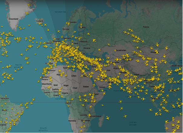 Flightradar24.com, as at 27th October 2025